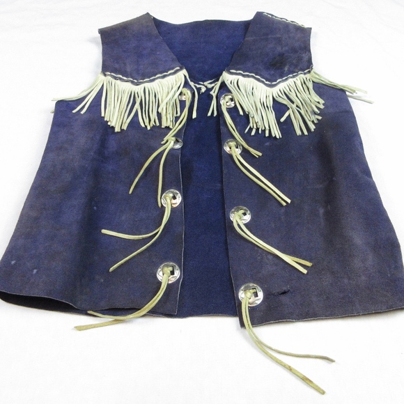 VTG Handmade Western Fringe Leather Vest Sz S - Picture 3 of 8